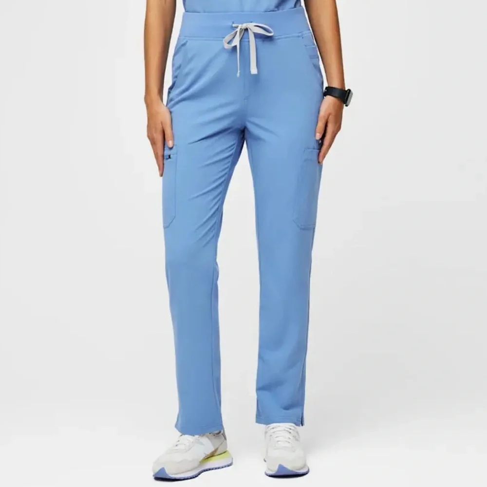 TALL Figs High Waisted Yola Skinny Scrub Pants in Ceil Blue - Picture 1 of 8